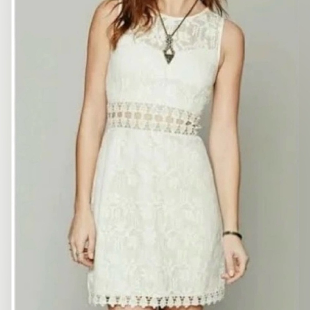 Free People White Lace Mini Dress
